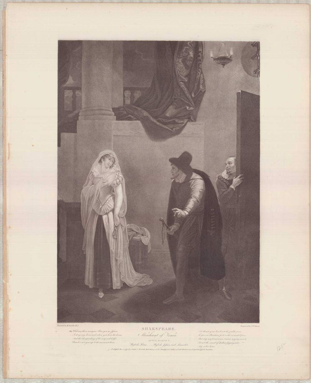Boydell Shakespeare Gallery Engraving JP Simon Robert Smirke Merchant Venice