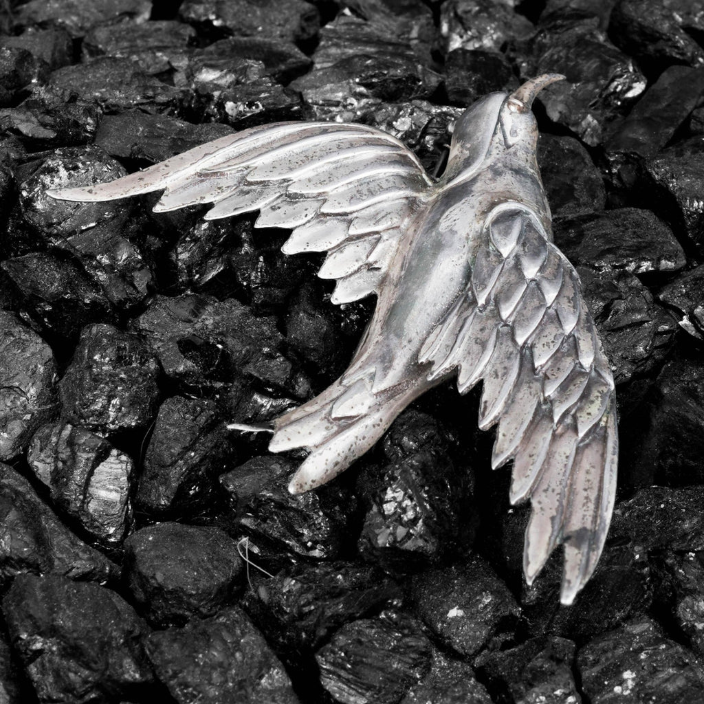 Vintage Coro Craft Sterling Silver Bird Brooch - 1940s Sculptural Flight