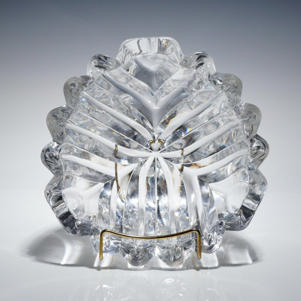Orrefors Sweden Centerpiece Bowl Lars Hellsten Thick Crystal Swirl Ribbed 8.5"