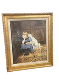 Briton Riviere Sympathy Framed Print Girl & Dog Victorian Gold Gilt Frame 26x31