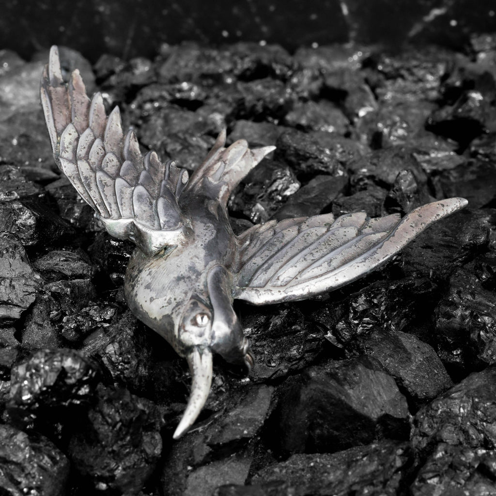 Vintage Coro Craft Sterling Silver Bird Brooch - 1940s Sculptural Flight
