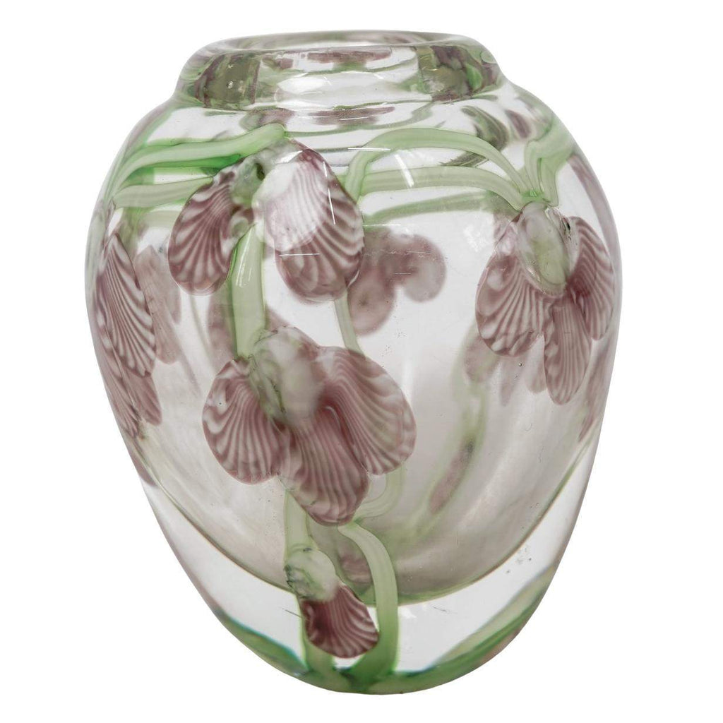 4pc Vintage Art Glass Set Italian Style Vases & Bowl Gold Fleck Floral Bubble