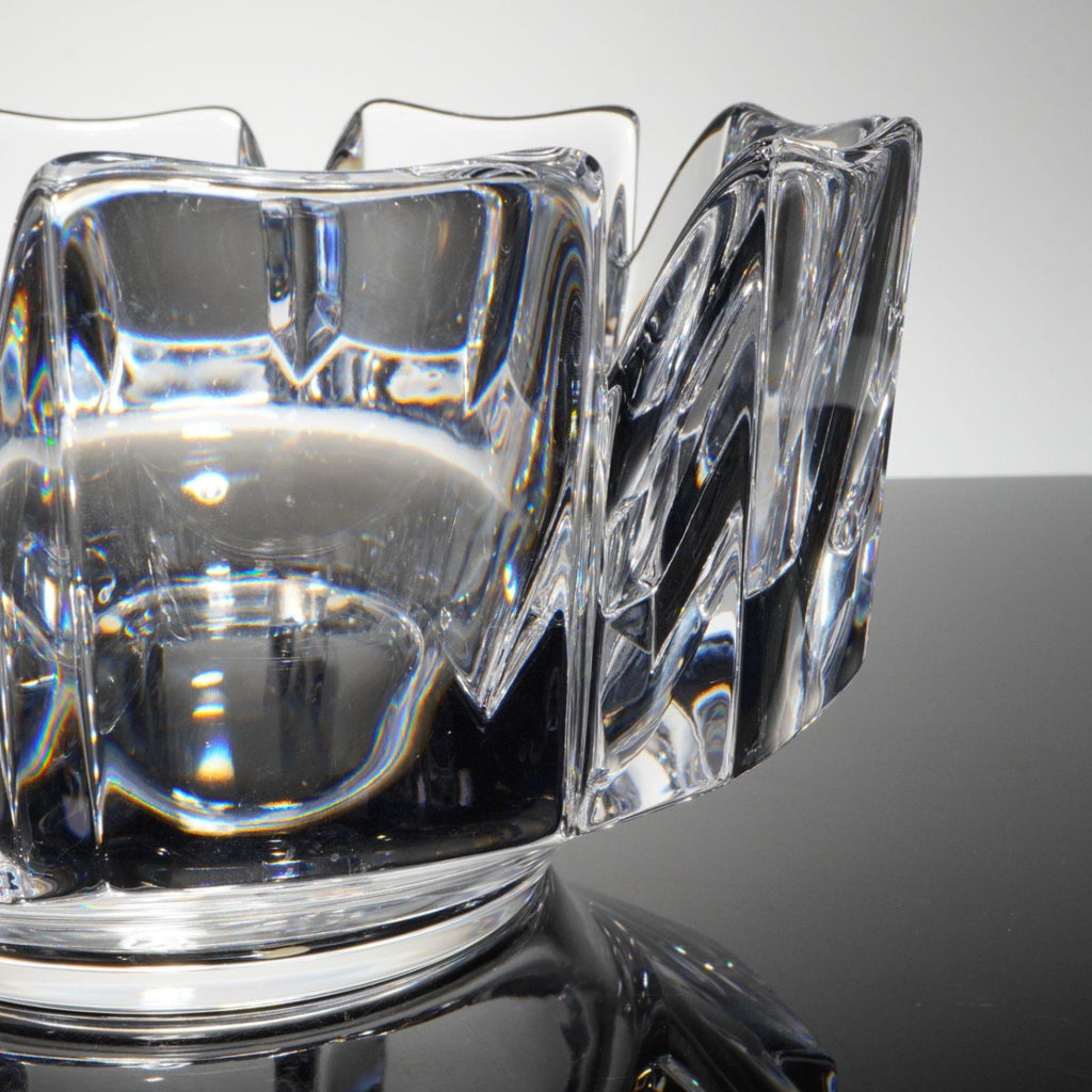 Orrefors Corona Crystal Bowl Lars Hellsten 9" Heavy Lobe Star Cut Swedish Glass