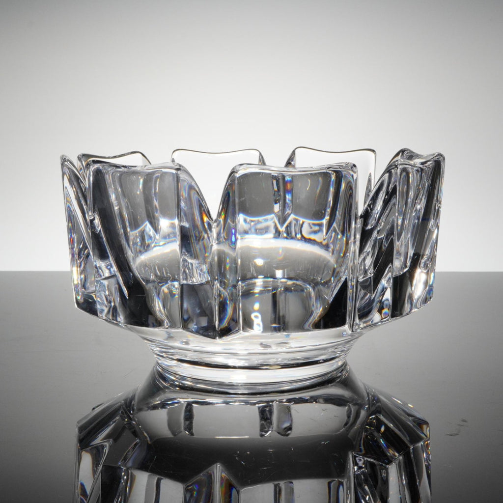 Orrefors Corona Crystal Bowl Lars Hellsten 9" Heavy Lobe Star Cut Swedish Glass