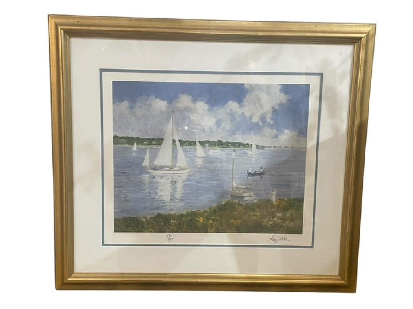 Peggy Ellis Signed Limited Edition Print Sailing at Sunset 159/500 Coastal Art