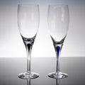 Pair Orrefors Intermezzo Champagne Flutes 2 Black Teardrop Signed 9"