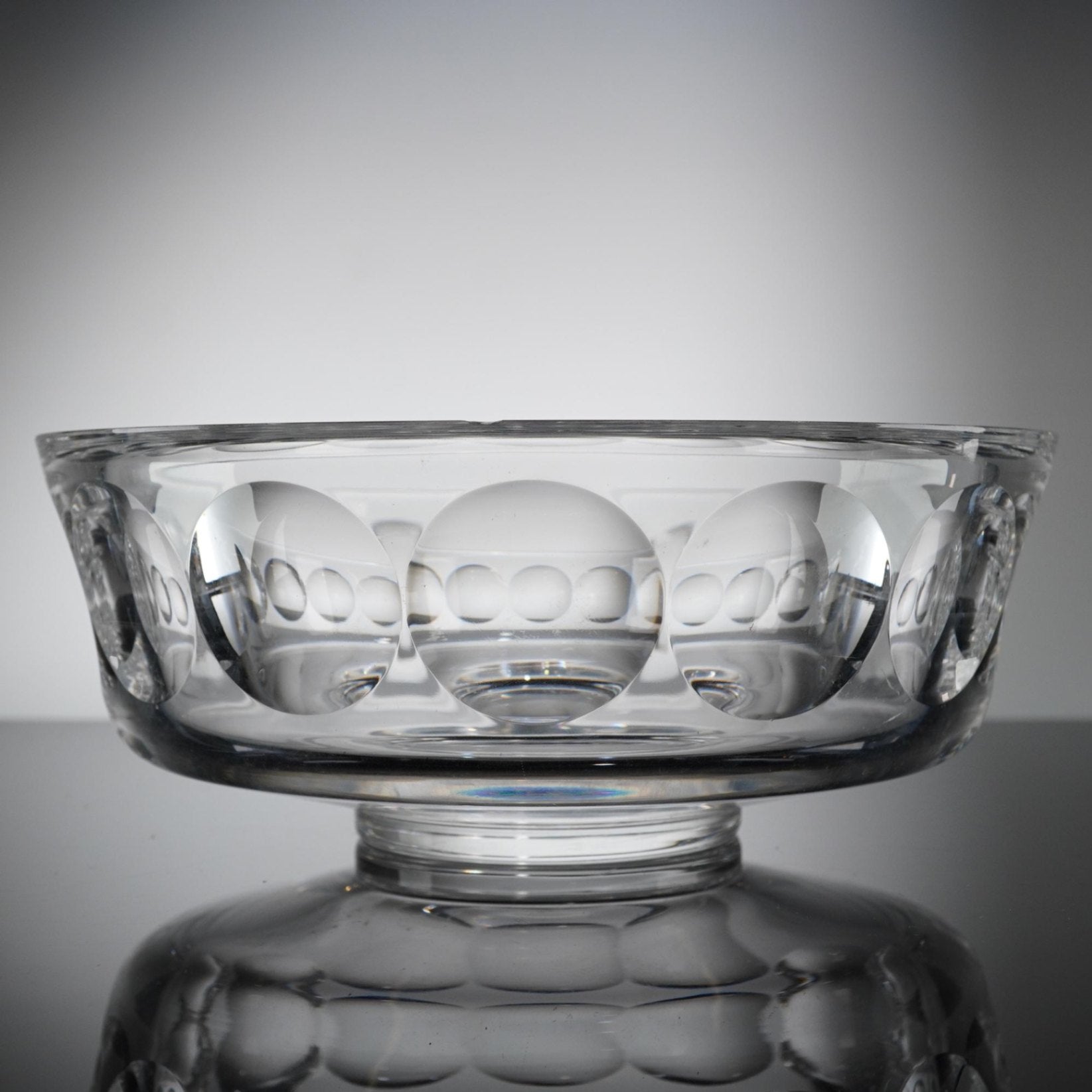 Orrefors Sweden Crystal Bowl Modernist P192-31 Mid Century Scandi Art Glass 8"