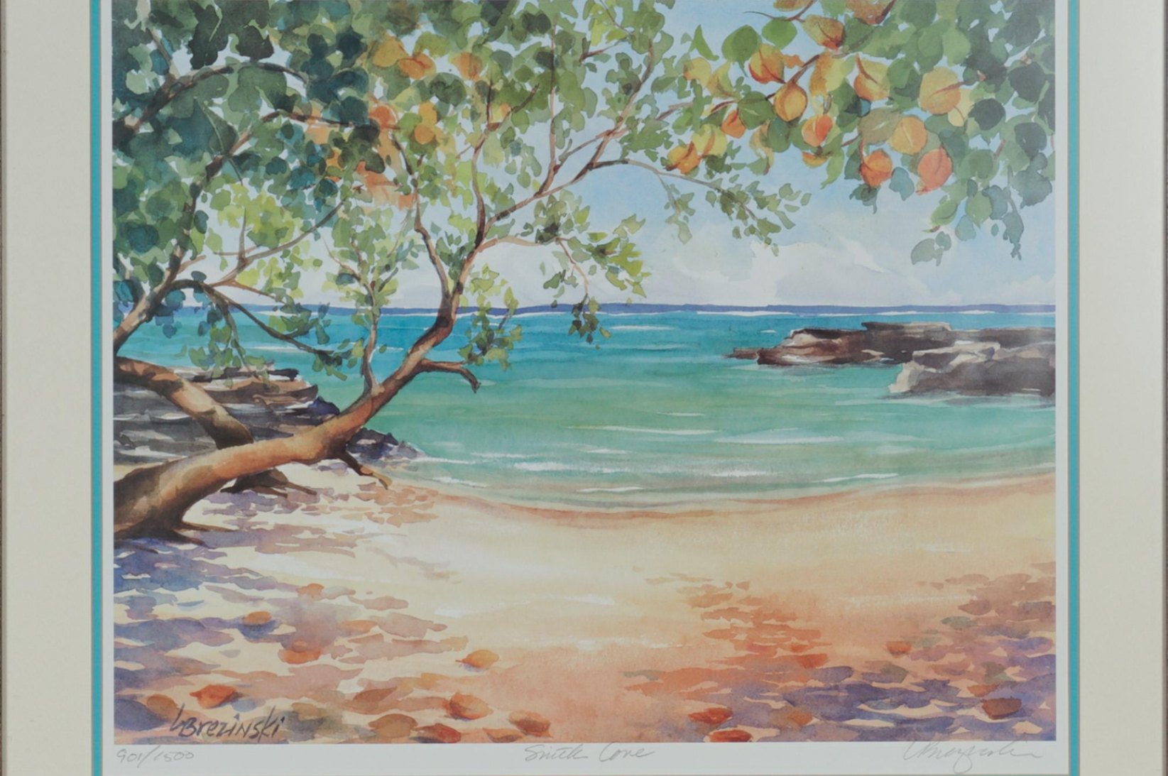 Lois Brezinski Signed Lithograph Smith Cove Ltd Ed 901/1500 Coastal Framed 27"