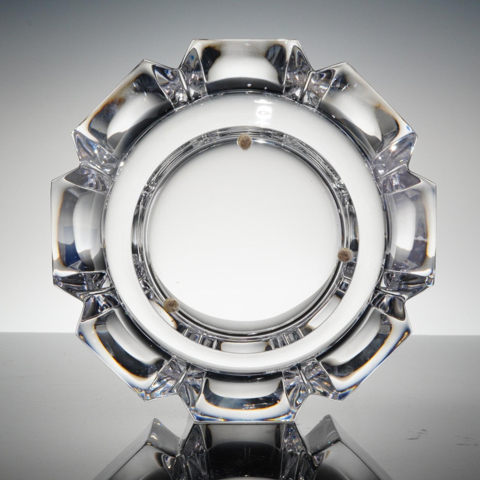 Orrefors Corona Crystal Bowl Lars Hellsten 9" Heavy Lobe Star Cut Swedish Glass