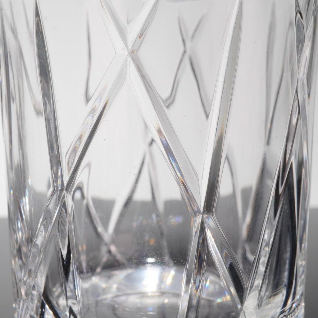 Pair Orrefors City Crystal Double Old Fashioned Glasses Tumblers Signed Sweden