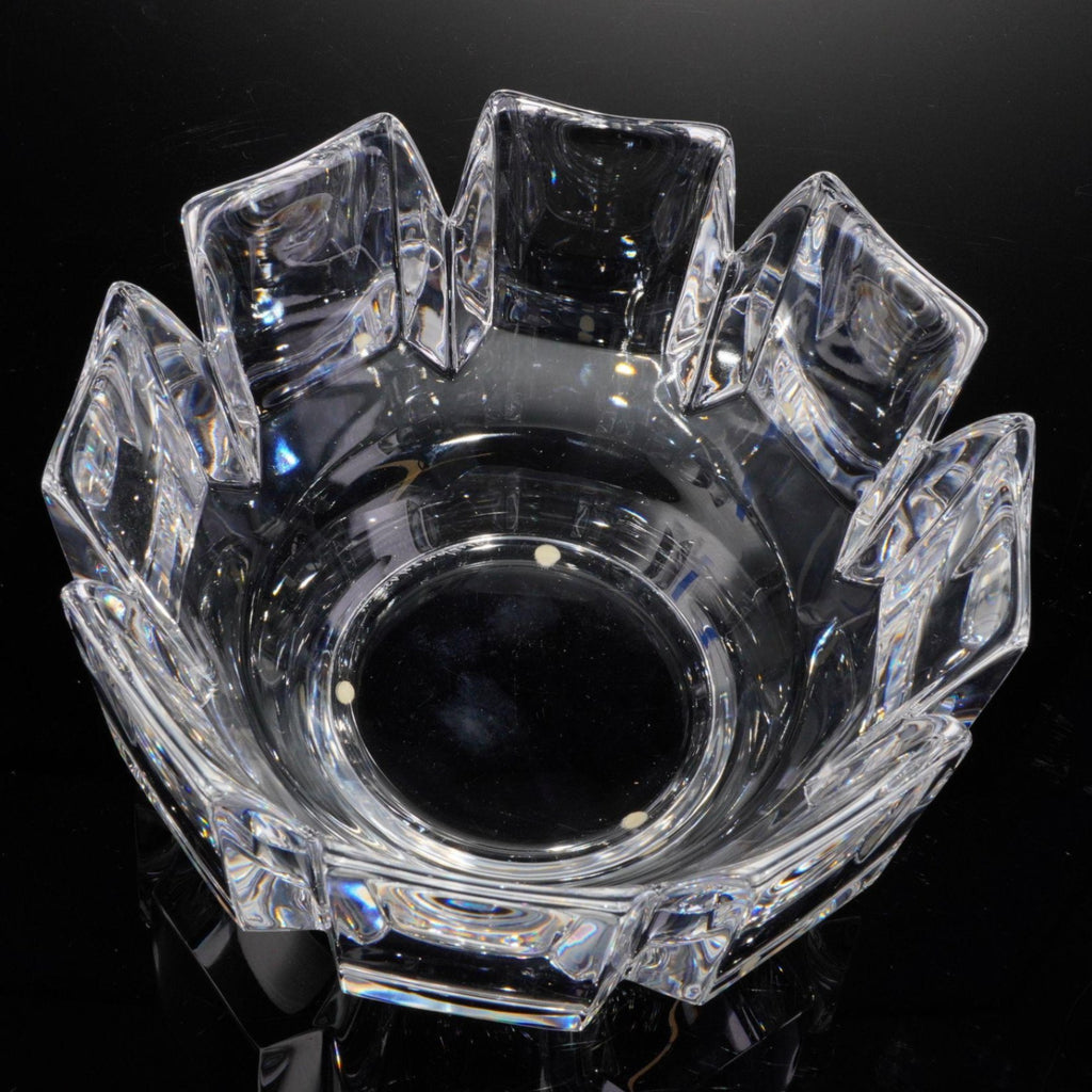 Orrefors Corona Crystal Bowl Lars Hellsten 9" Heavy Lobe Star Cut Swedish Glass