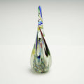 Art Glass 10" Twist Vase Polychrome Cane Swirls Elongated Teardrop Murano Style