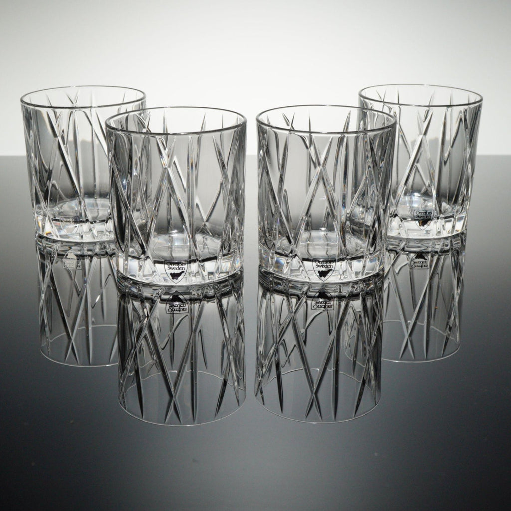 Set of 4 Orrefors City Double Old Fashioned Crystal Glasses Martti Rytkonen