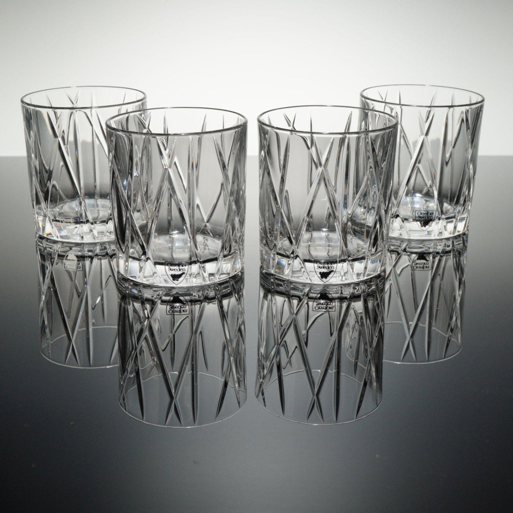 Set of 4 Orrefors City Double Old Fashioned Crystal Glasses Martti Rytkonen