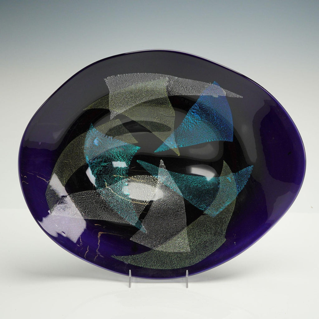 Robert Eickholt Dichroic Art Glass Bowl Signed Dated 2004 15.5" Purple Iridescent