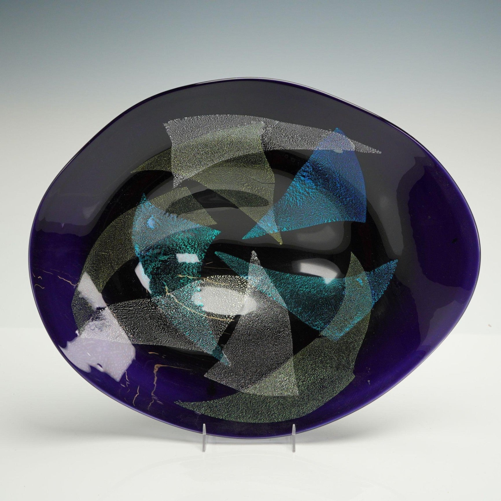 Robert Eickholt Dichroic Art Glass Bowl Signed Dated 2004 15.5" Purple Iridescent