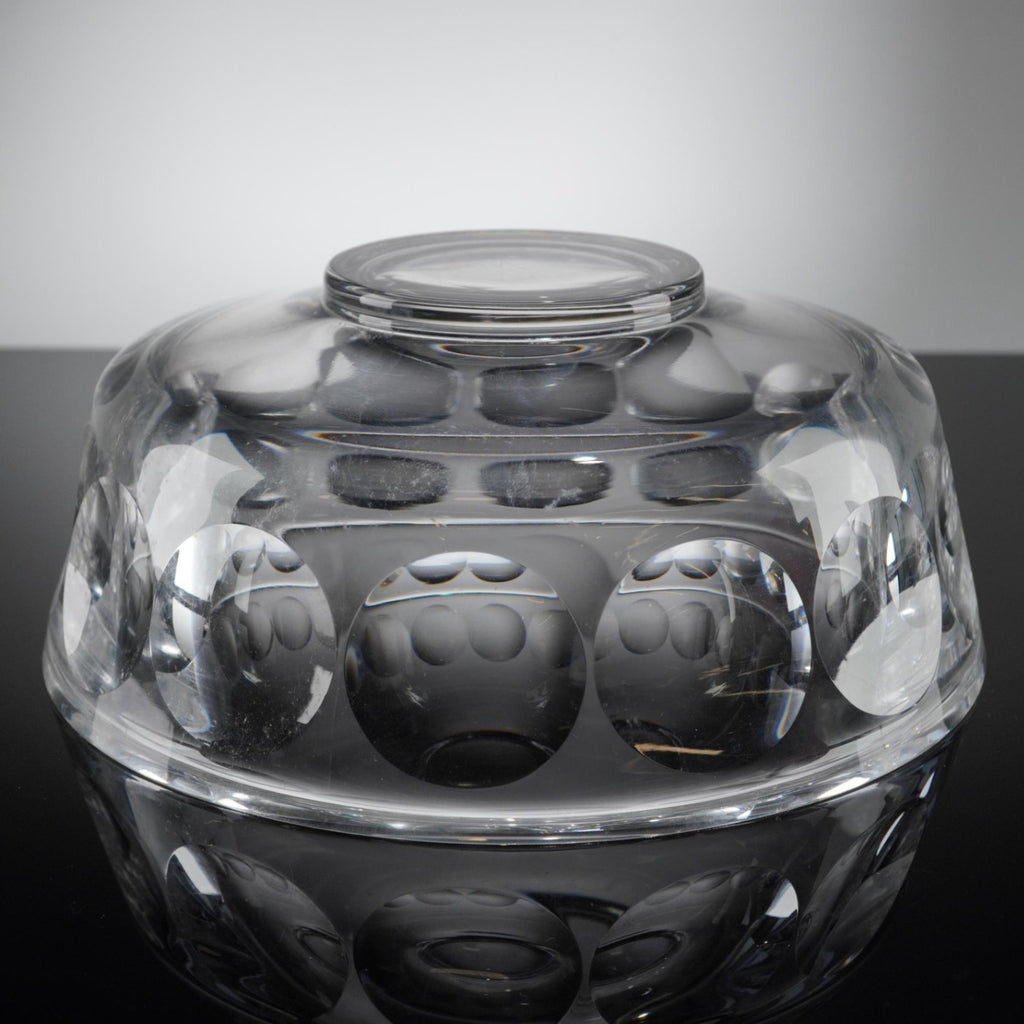 Orrefors Sweden Crystal Bowl Modernist P192-31 Mid Century Scandi Art Glass 8"
