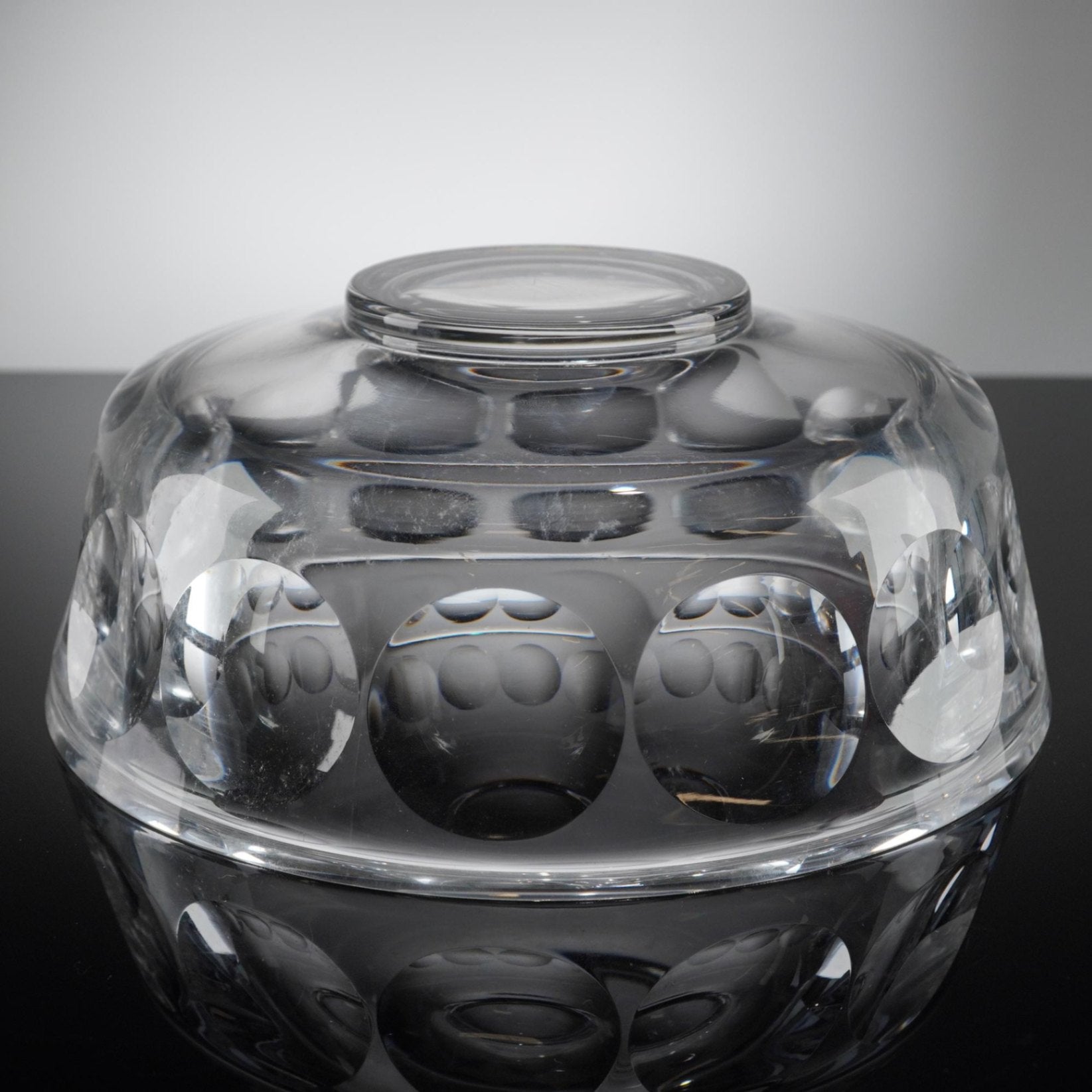 Orrefors Sweden Crystal Bowl Modernist P192-31 Mid Century Scandi Art Glass 8"