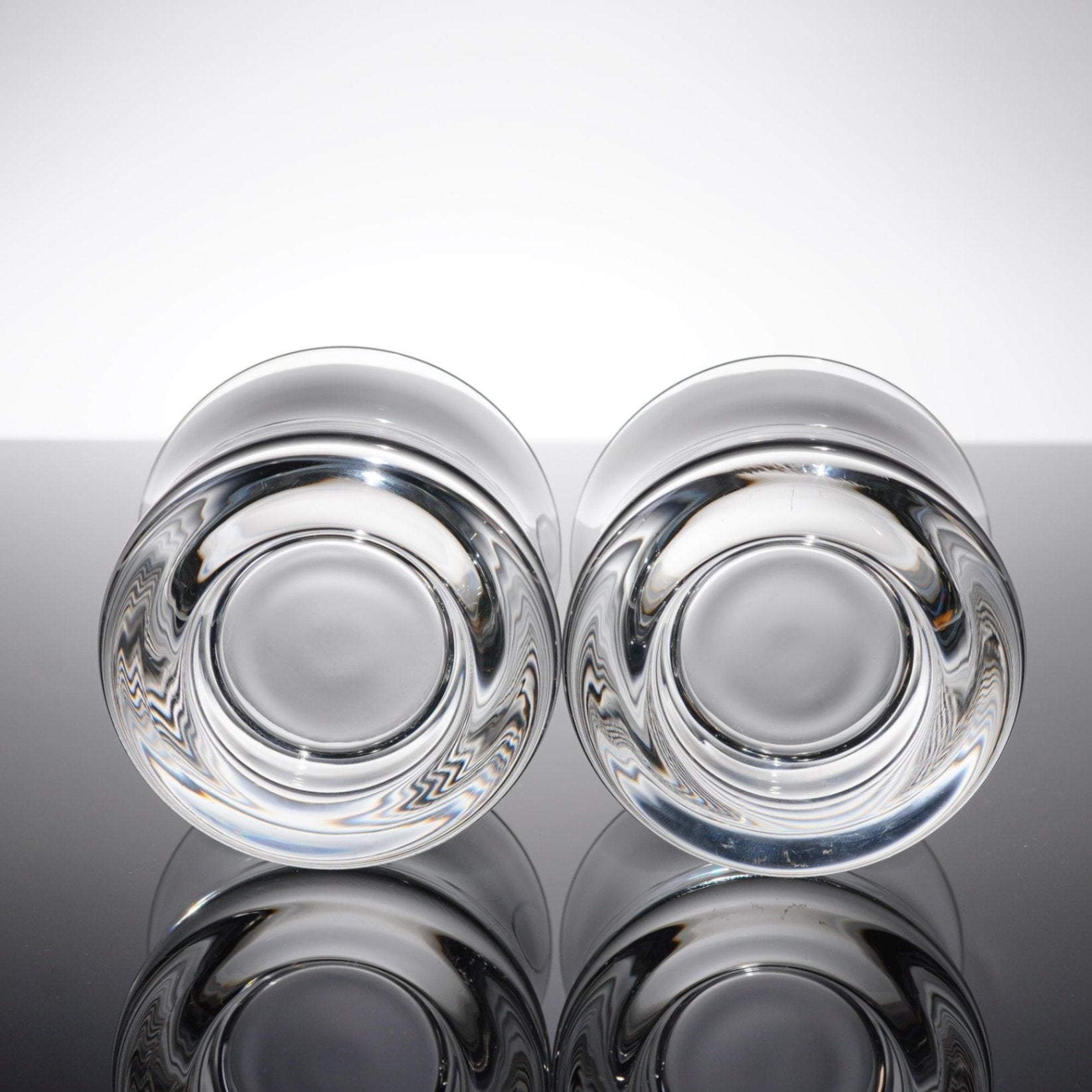 Pair Orrefors Sweden Crystal Double Old Fashioned Whiskey Glasses Minimalist DOF