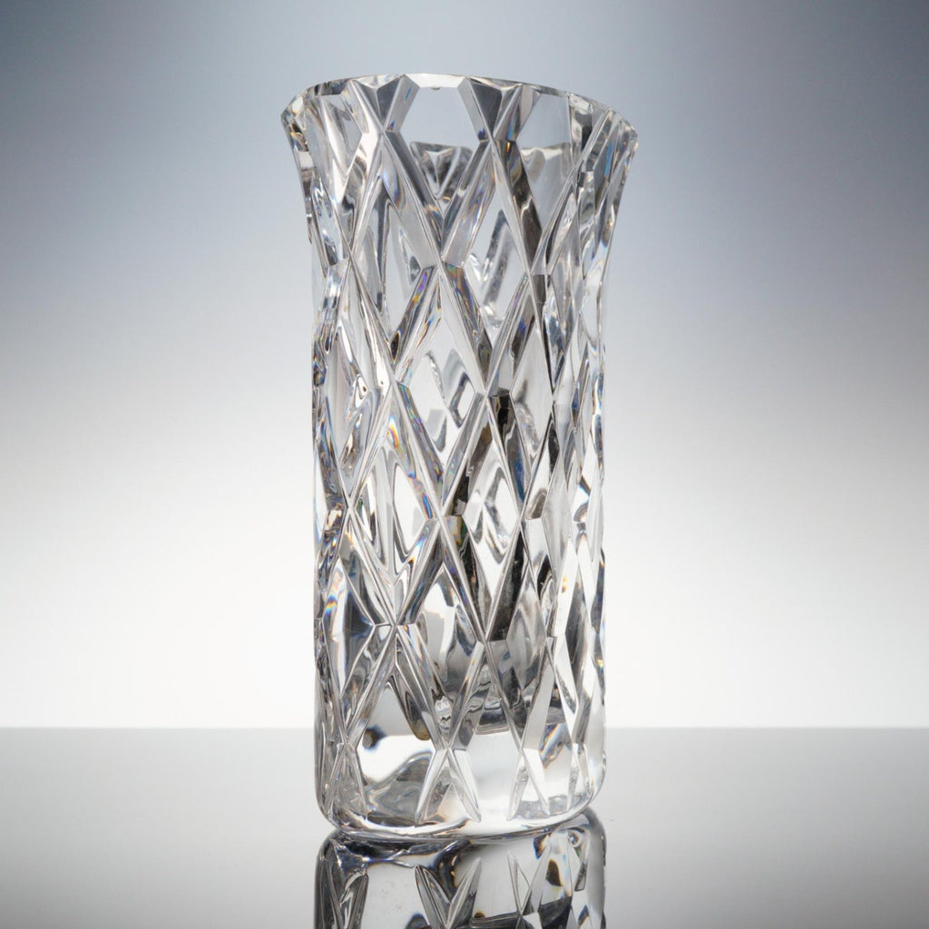 Orrefors Sofiero Crystal Cylinder Vase 9.5" Gunnar Cyren Sweden Unsigned Large