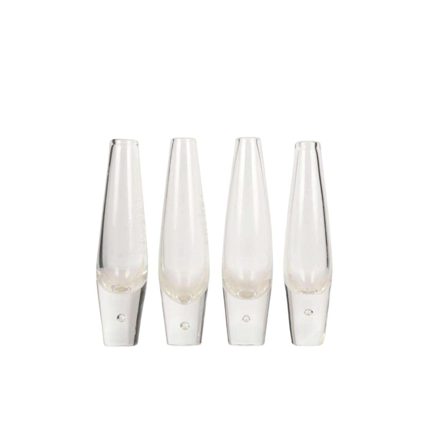 Set of 4 Steuben Crystal Teardrop Bud Vases #7989 Signed David Hills Engraved