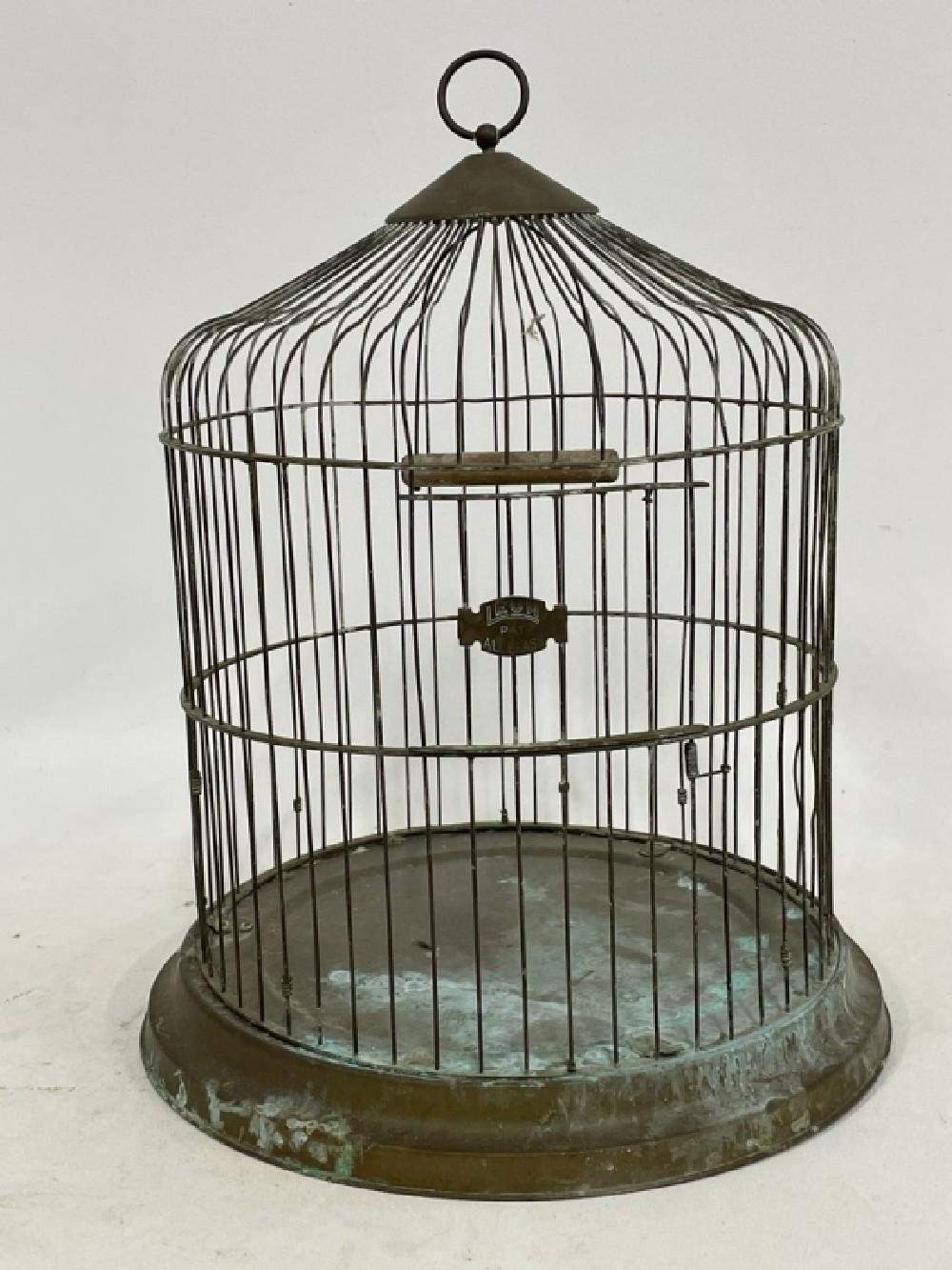 Antique Leon All-Brass Bird Cage Dome Top 15" Vintage 1920s Art Deco Decor Pat