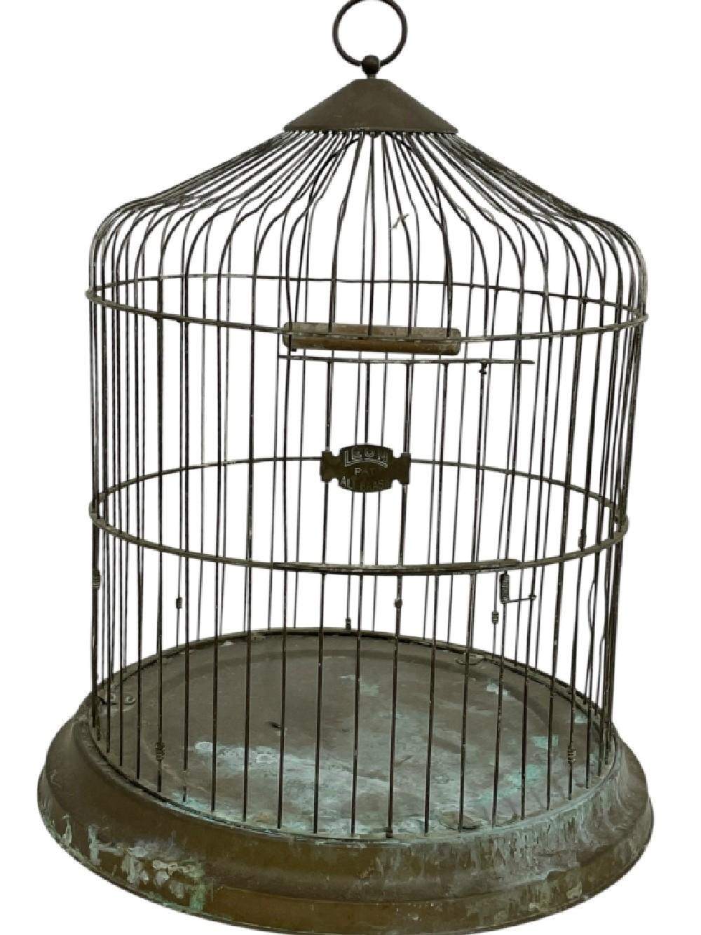 Antique Leon All-Brass Bird Cage Dome Top 15" Vintage 1920s Art Deco Decor Pat