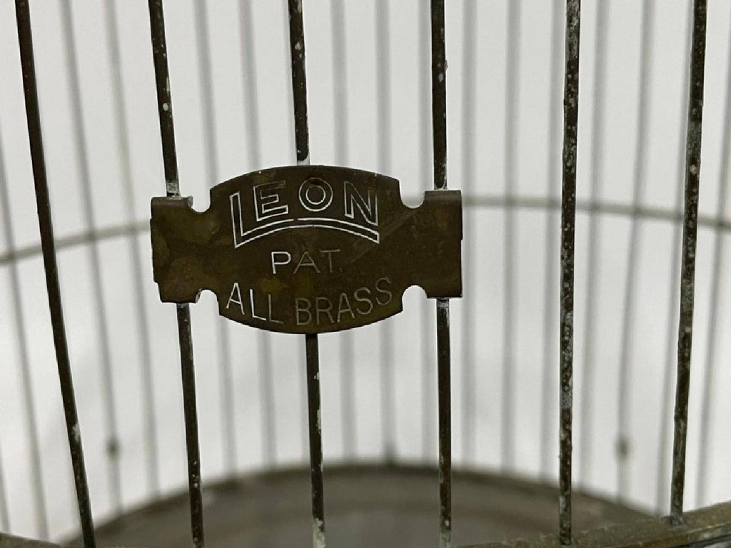 Antique Leon All-Brass Bird Cage Dome Top 15" Vintage 1920s Art Deco Decor Pat