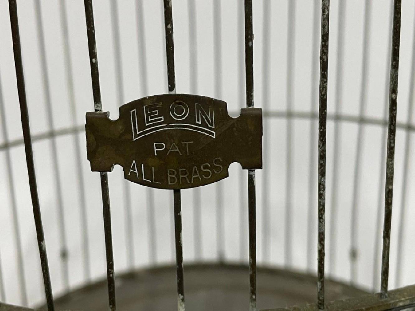Antique Leon All-Brass Bird Cage Dome Top 15" Vintage 1920s Art Deco Decor Pat