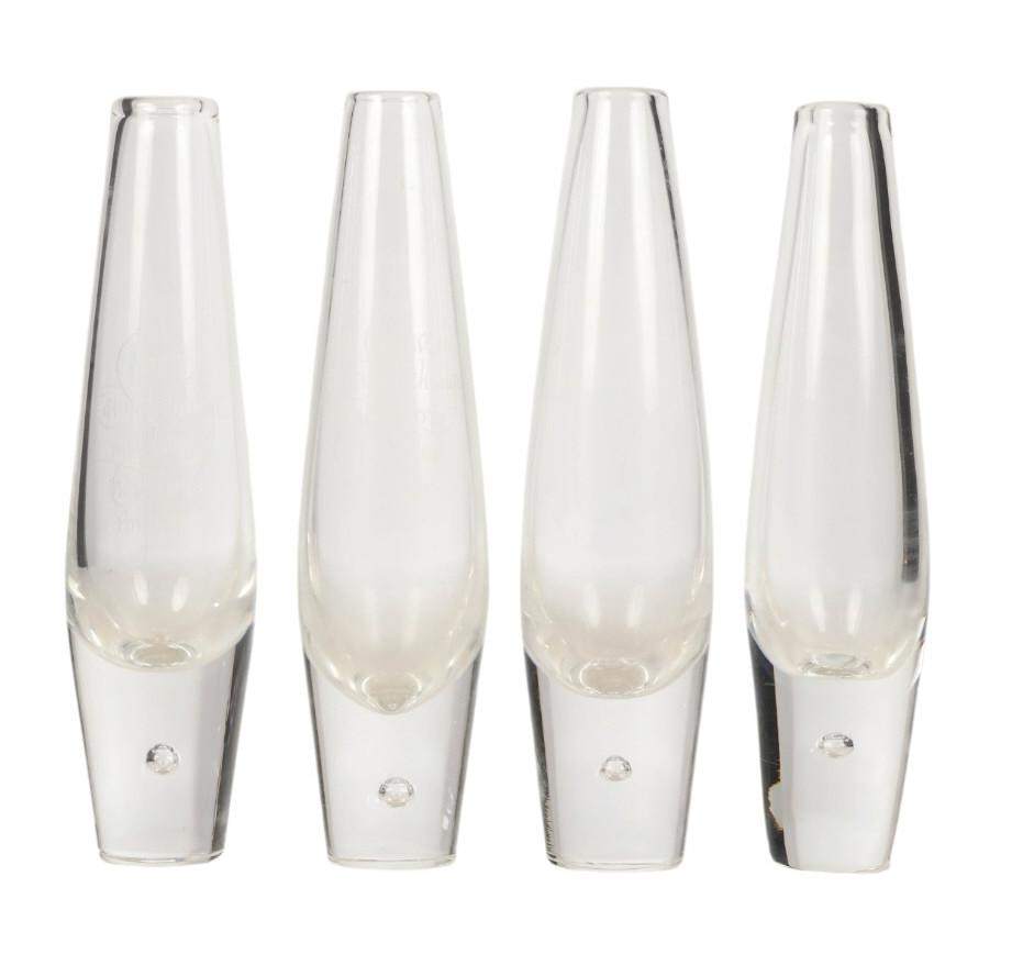 Set of 4 Steuben Crystal Teardrop Bud Vases #7989 Signed David Hills Engraved