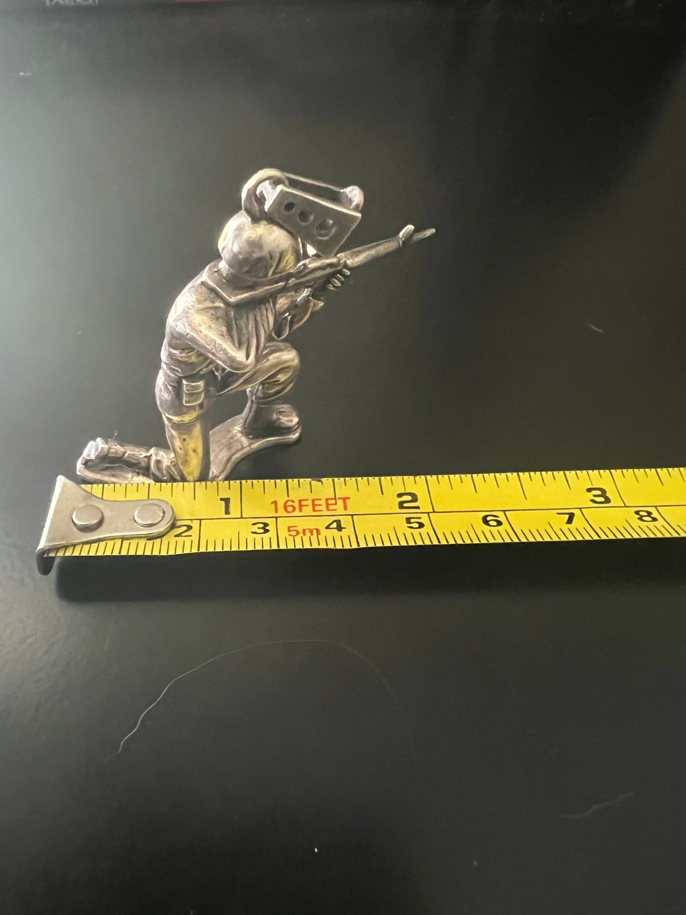 Large 34g Sterling Silver Army Soldier Pendant Charging Bayonet .925 WWII Style