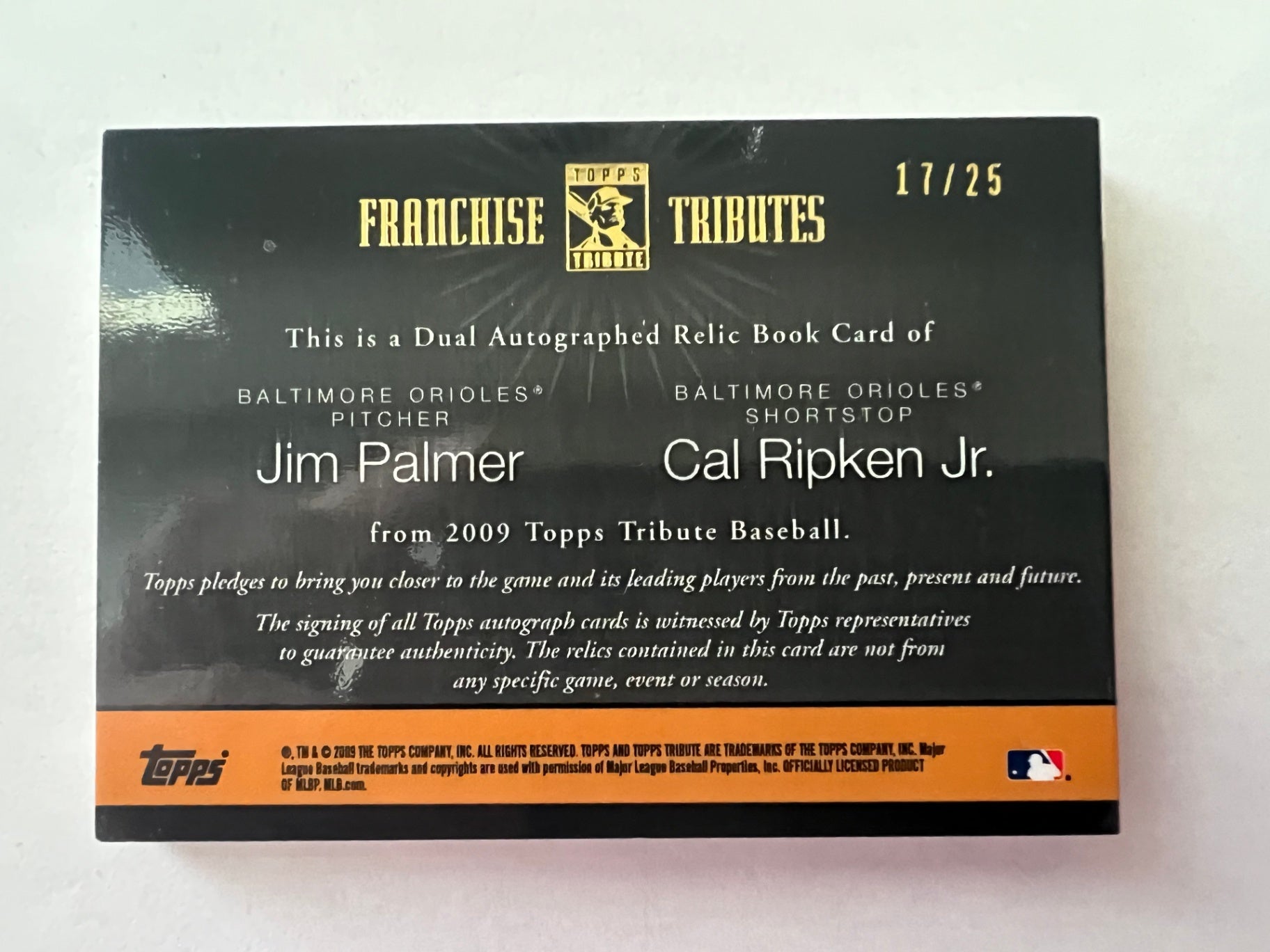 2009 Topps Tribute Jim Palmer Cal Ripken Jr