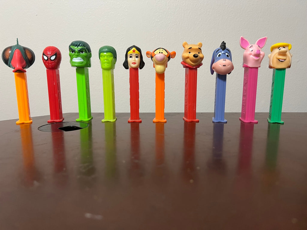 Lot of 10 PEZ - Marvel Ant-Man Spiderman Hulk, Disney Pooh Eeyore Tigger