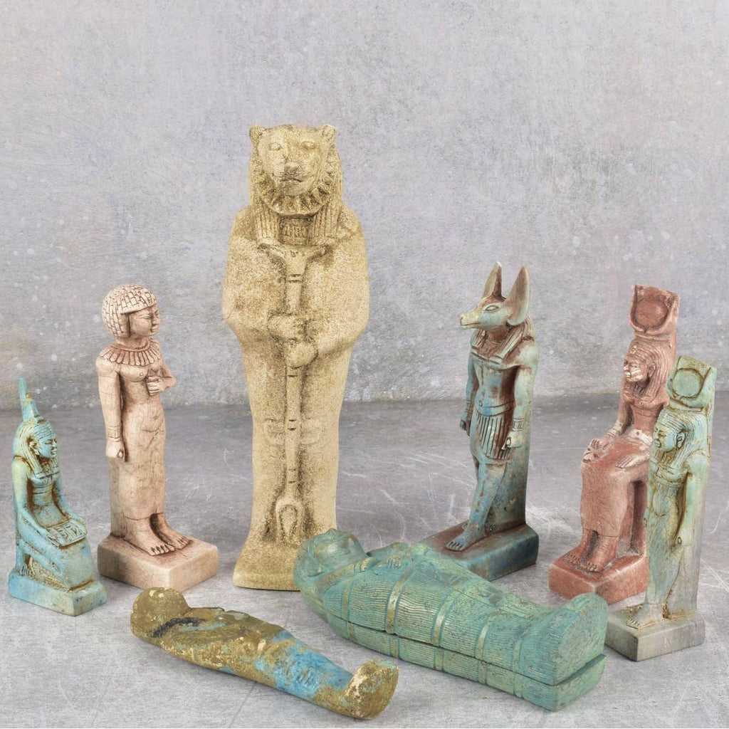 Vintage Egyptian Style Stone & Faience God/Goddess Collection (Set of 8)
