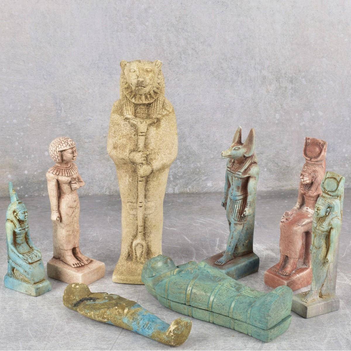 Vintage Egyptian Style Stone & Faience God/Goddess Collection (Set of 8)