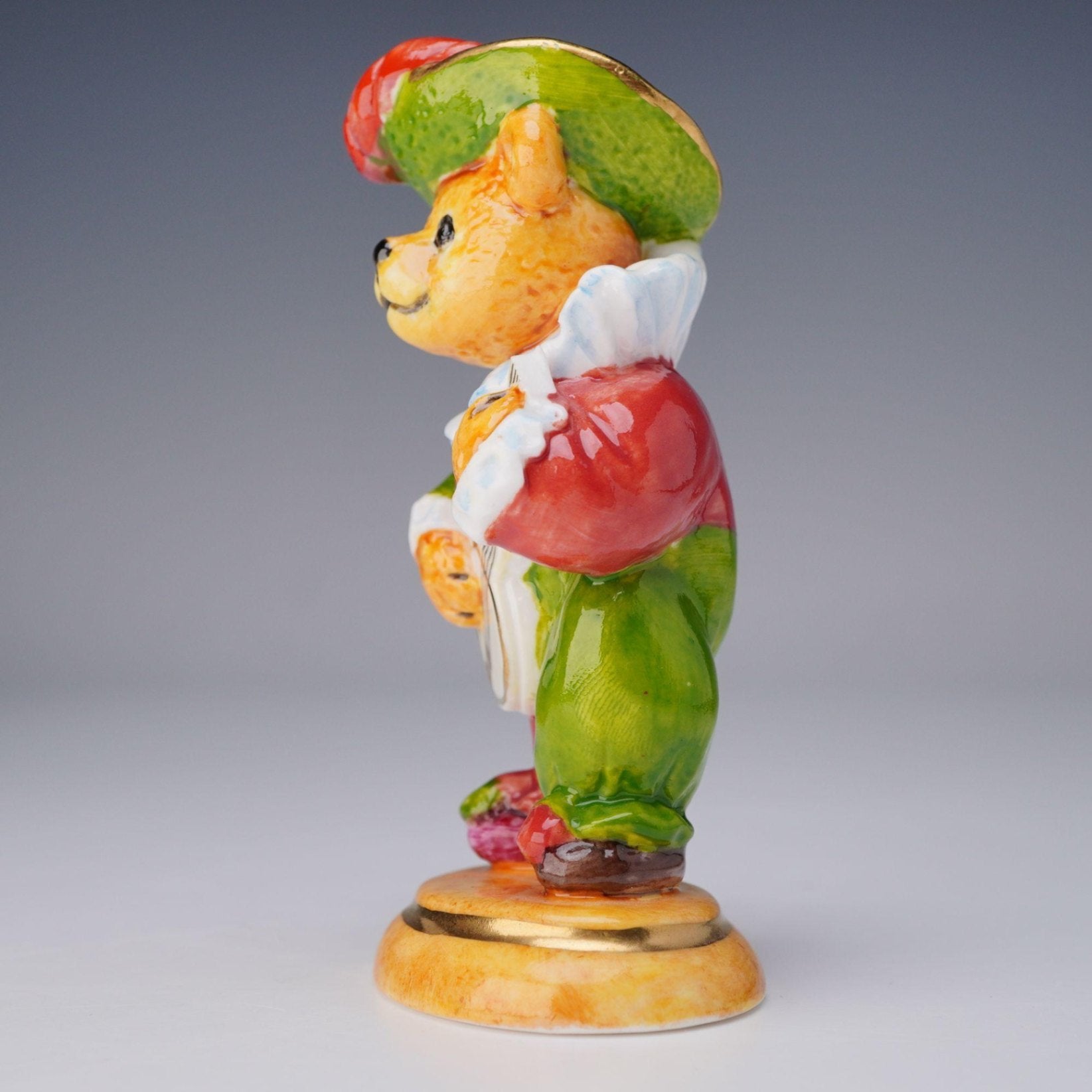 Halcyon Days Enamelled Porcelain Musical Bear Figurine Playing Banjo 2001 Boxed