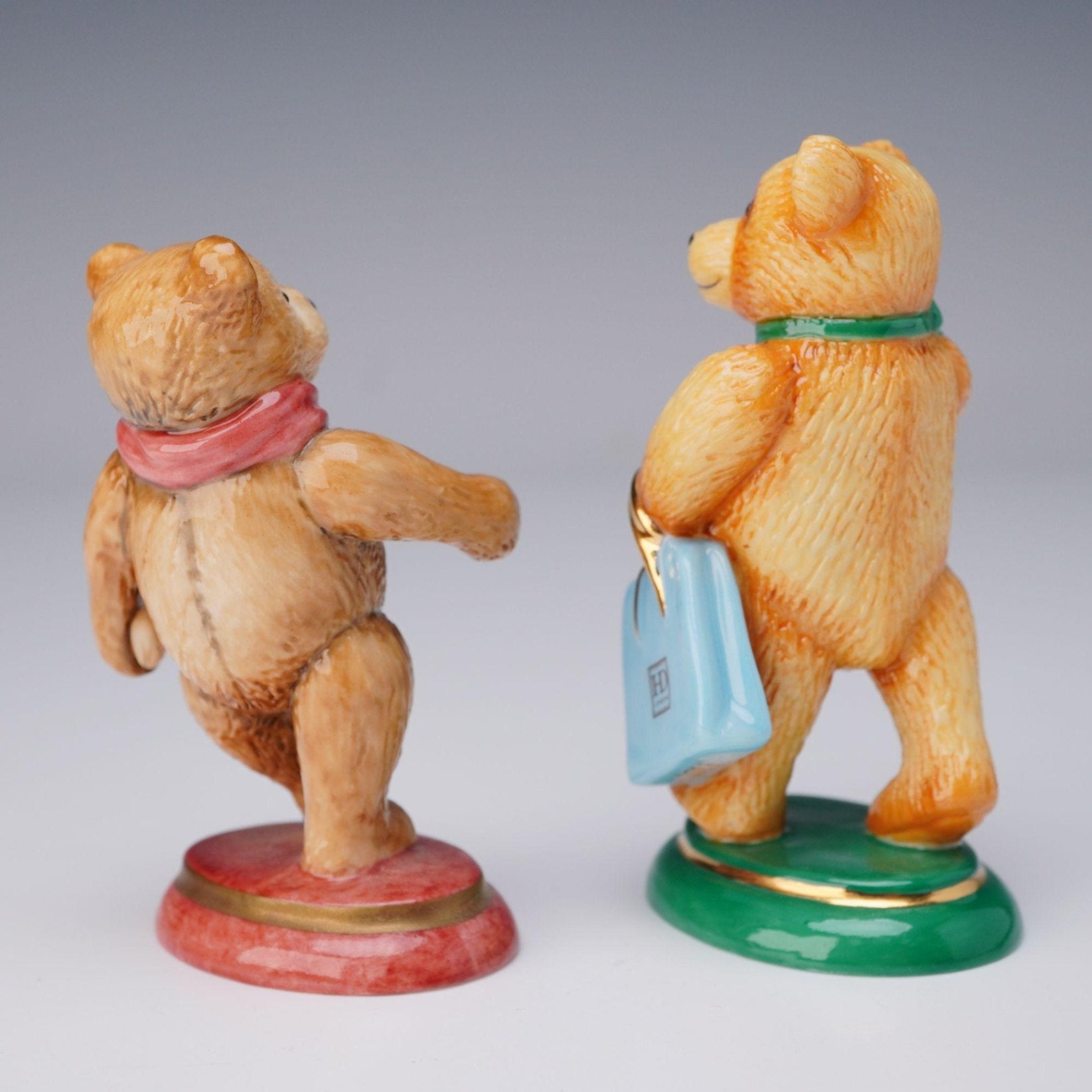 Halcyon Days Enamel Teddy Bear Figurine Duo: 1994 & 2011 Editions