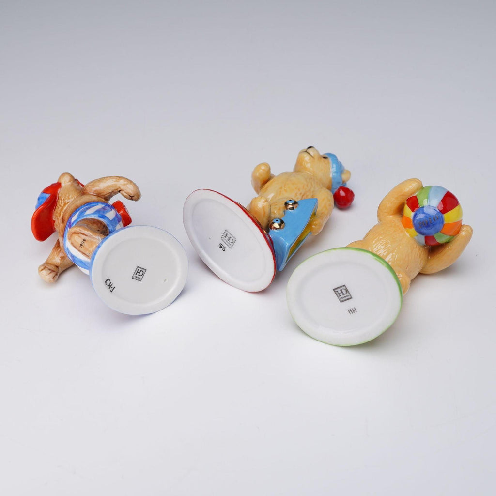 Title: 3pc Halcyon Days Playtime Teddy Bear Figurines - Bucket, Skateboard & Beach Ball