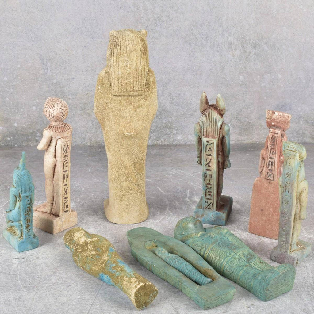 Vintage Egyptian Style Stone & Faience God/Goddess Collection (Set of 8)