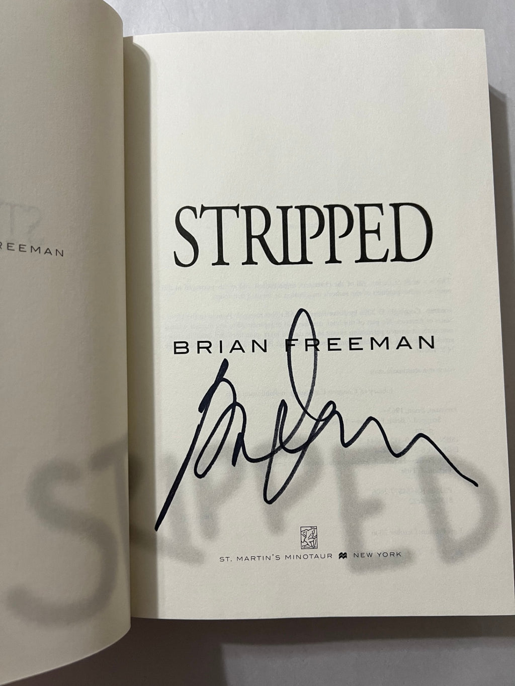 Stripped by Brian Freeman - Signed First Edition First Printing 2006 Hardcover
