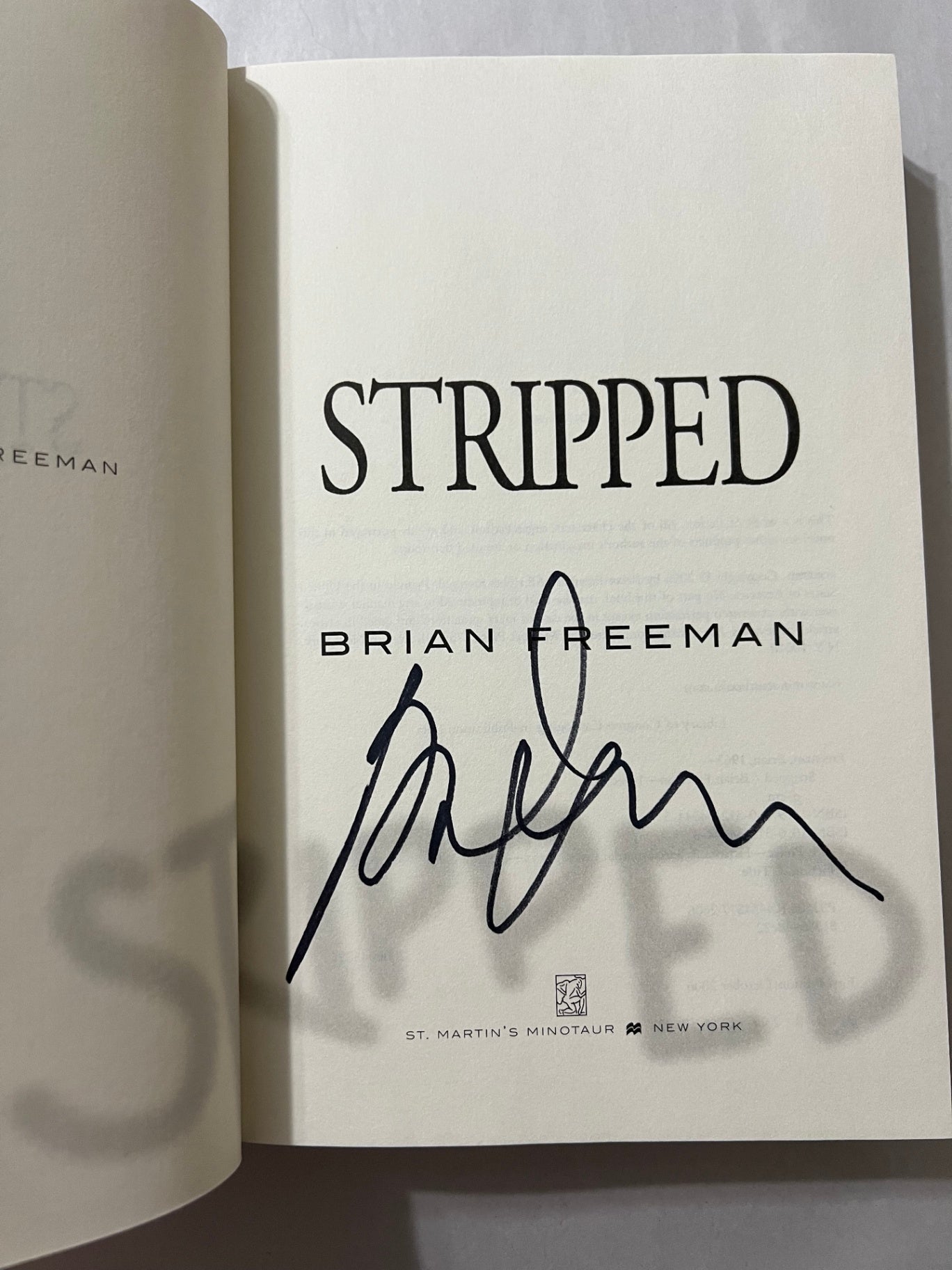 Stripped by Brian Freeman - Signed First Edition First Printing 2006 Hardcover