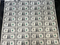 1981 $1 One Dollar Uncut Currency Sheet 32 Subjects Federal Reserve Uncirculated