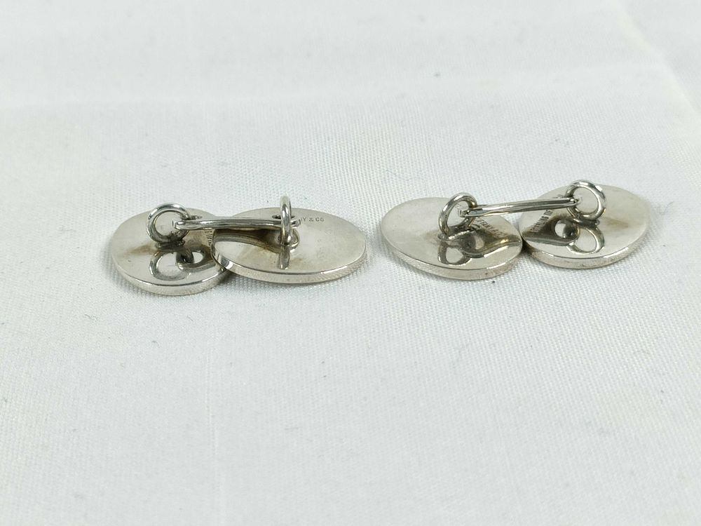 Authentic Tiffany & Co. Sterling Silver Monogram Round Cufflinks 925