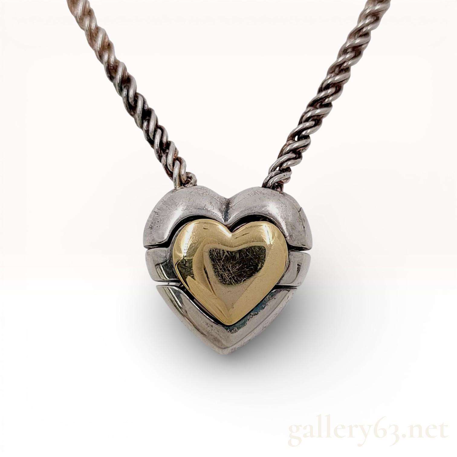 Tiffany & Co. Elsa Peretti Puzzle Heart Necklace Sterling Silver 18K Gold