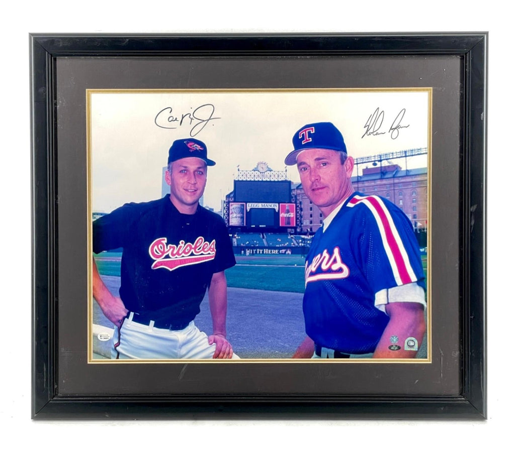 Cal Ripken Jr. & Nolan Ryan Hand Signed MLB Authenticated Framed Photo