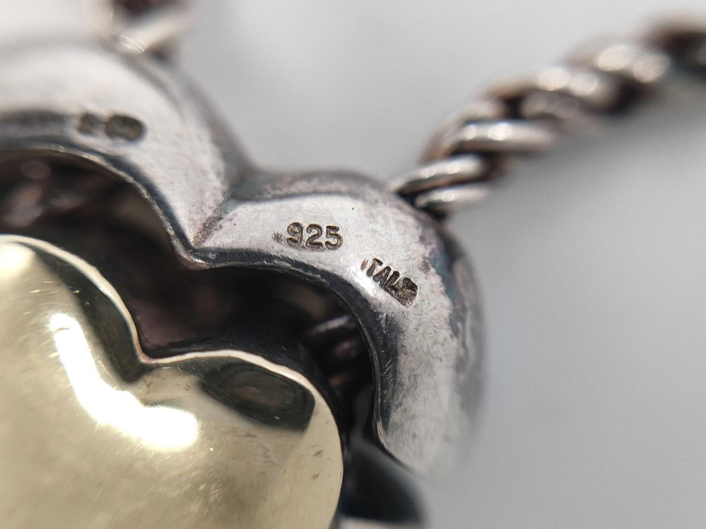 Tiffany & Co. Elsa Peretti Puzzle Heart Necklace Sterling Silver 18K Gold