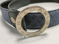 Authentic Bvlgari Mania Belt Blue Denim and Leather 42"