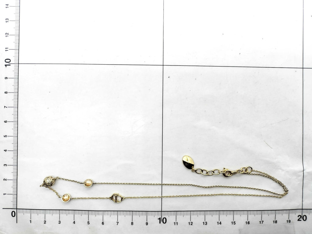 Authentic Christian Dior Secret Cannage Faux Pearl & Crystal Station Necklace