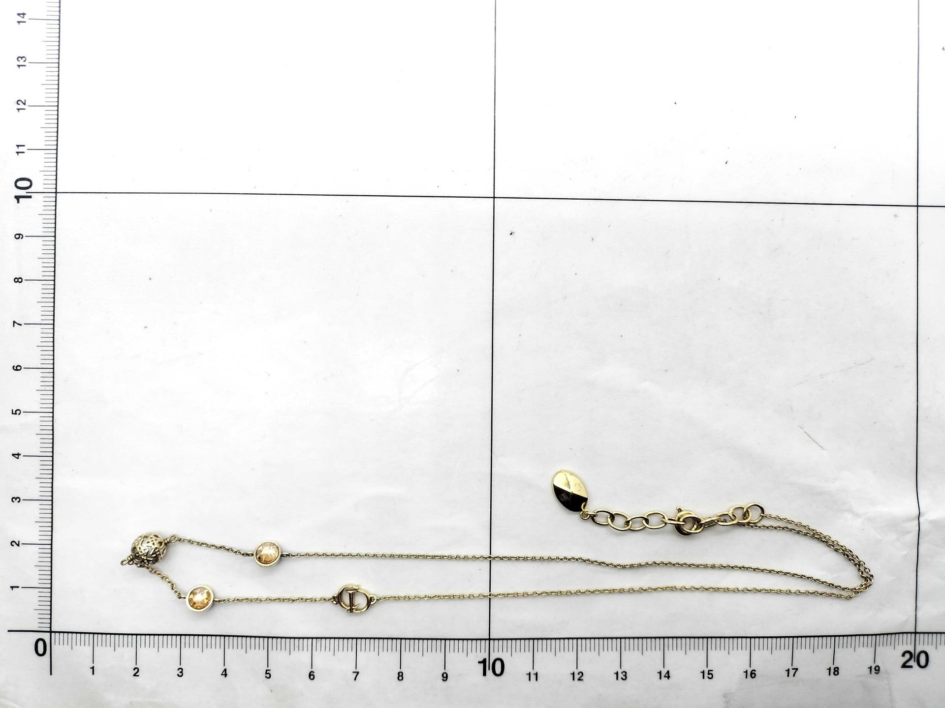 Authentic Christian Dior Secret Cannage Faux Pearl & Crystal Station Necklace