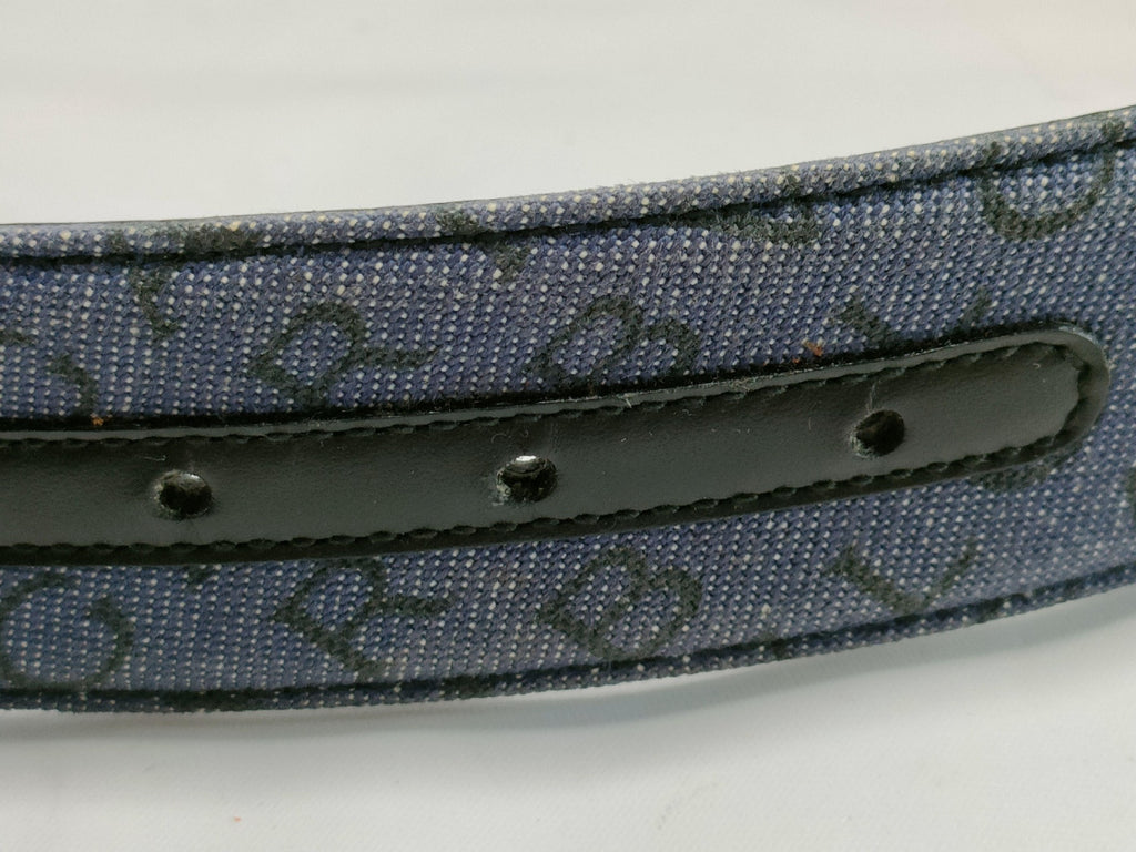 Authentic Bvlgari Mania Belt Blue Denim and Leather 42"